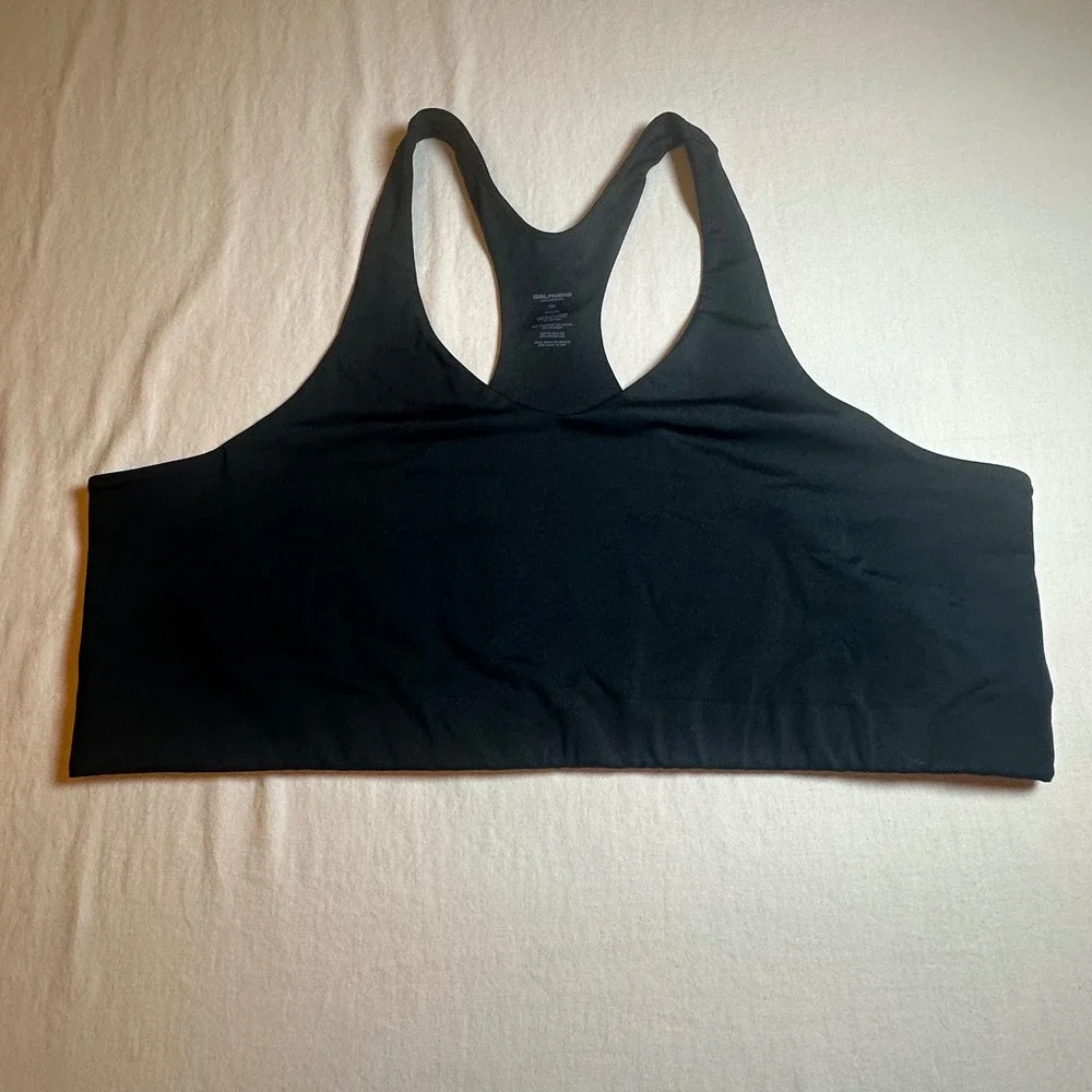 Girlfriend Collective‎ Black Topanga Racerback Sports Bra Sweat Wicking Gym 6XL